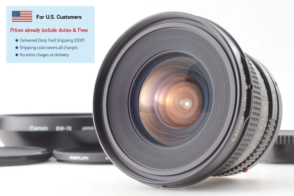 Libre de impuestos EE. UU.【UNA COMO NUEVA con capucha】Canon Nuevo FD NFD 17mm f4 MF Lente Gran Angular JAPÓN Foto 3 de 4