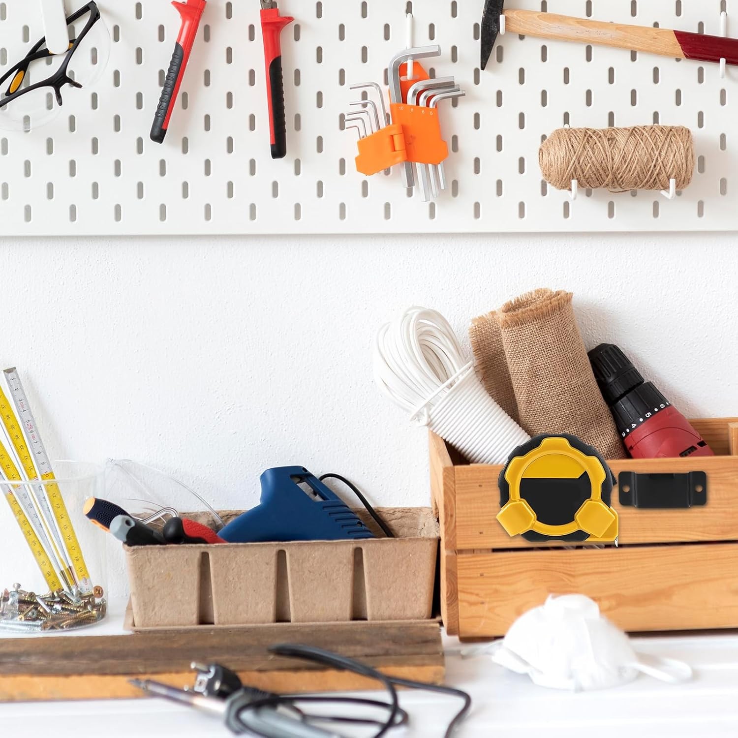 6 Pcs Tape Measure Holder Clip Measuring Metal Black 