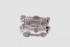 DAVID YURMAN .925 Sterling Silver 14.7mm 4 Row Diamond Confetti Ring sz 5.75