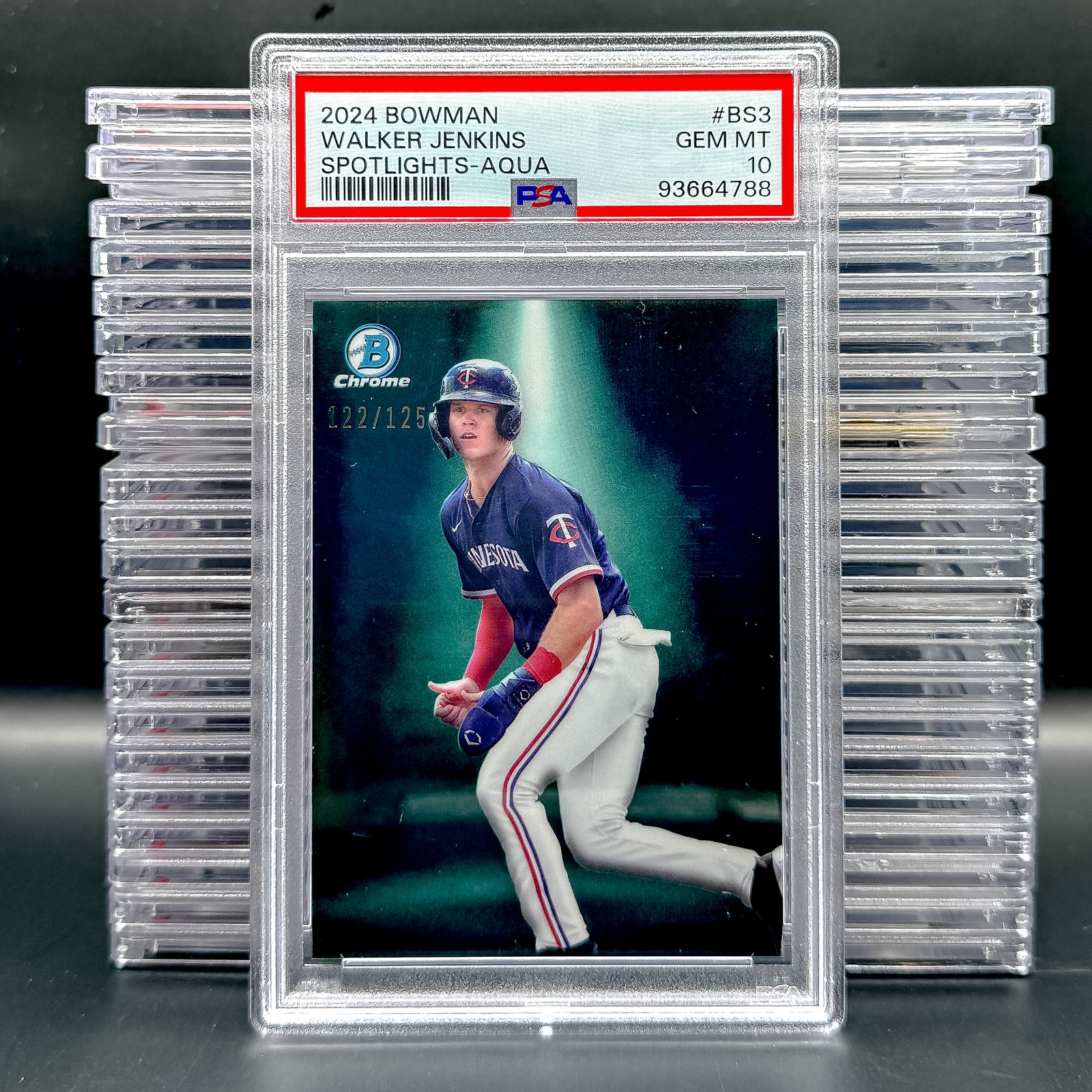 2024 Bowman #BS-3 Walker Jenkins Bowman Spotlights Aqua Refractor PSA 10 #/125
