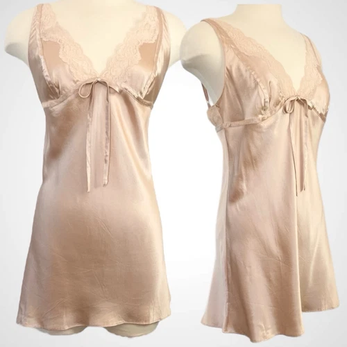 UNDERCOVER Abito slip Y2K Victoria’s Secret seta pizzo rosa pallido ballerina vintage chemise L