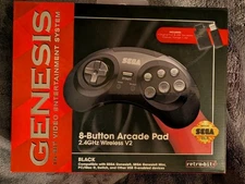 Retro-Bit 2.4 GHz Wireless Controller 8-Button Sega Saturn Genesis Mini V2 Black