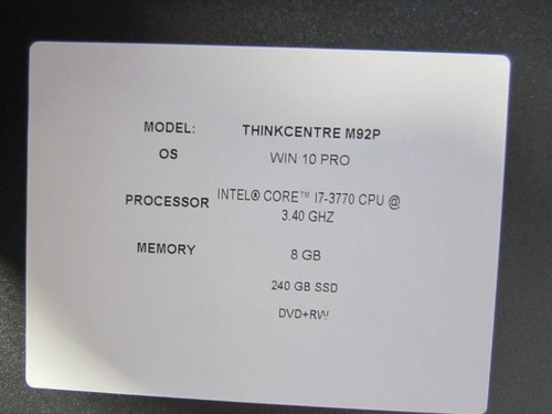Lenovo Thinkcentre M92P SFF Core i5-3470T 2.90GHz 4GB 128GB SSD Desktop PC (M07) - Afbeelding 4 van 8