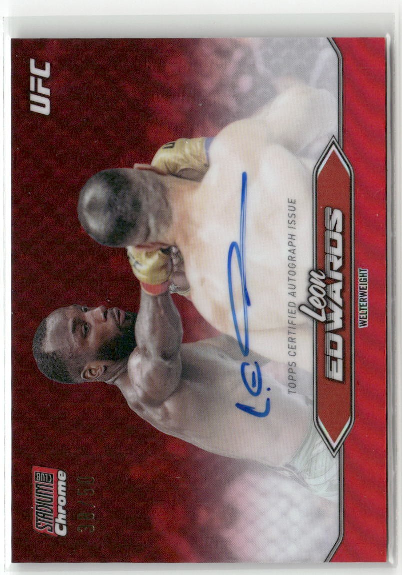 2025 Stadium Club UFC #CAS-LES Leon Edwards Chrome Autographs Red 38/50