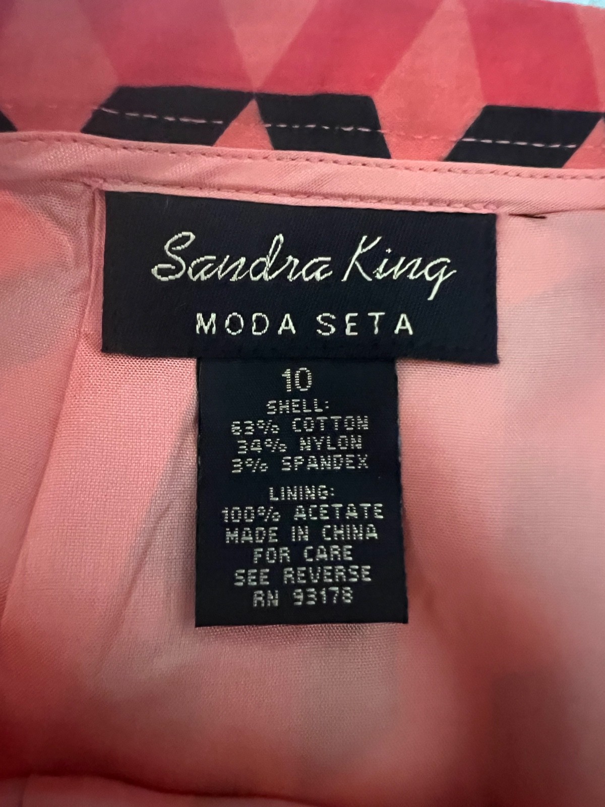 Sandra King Pencil Skirt Size 10 Moda Seta Career All Over Abstract Print Lined image 6