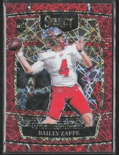 2022 Panini Select Draft Picks #10 Bailey Zappe Red Lazer Prizm RC (I)