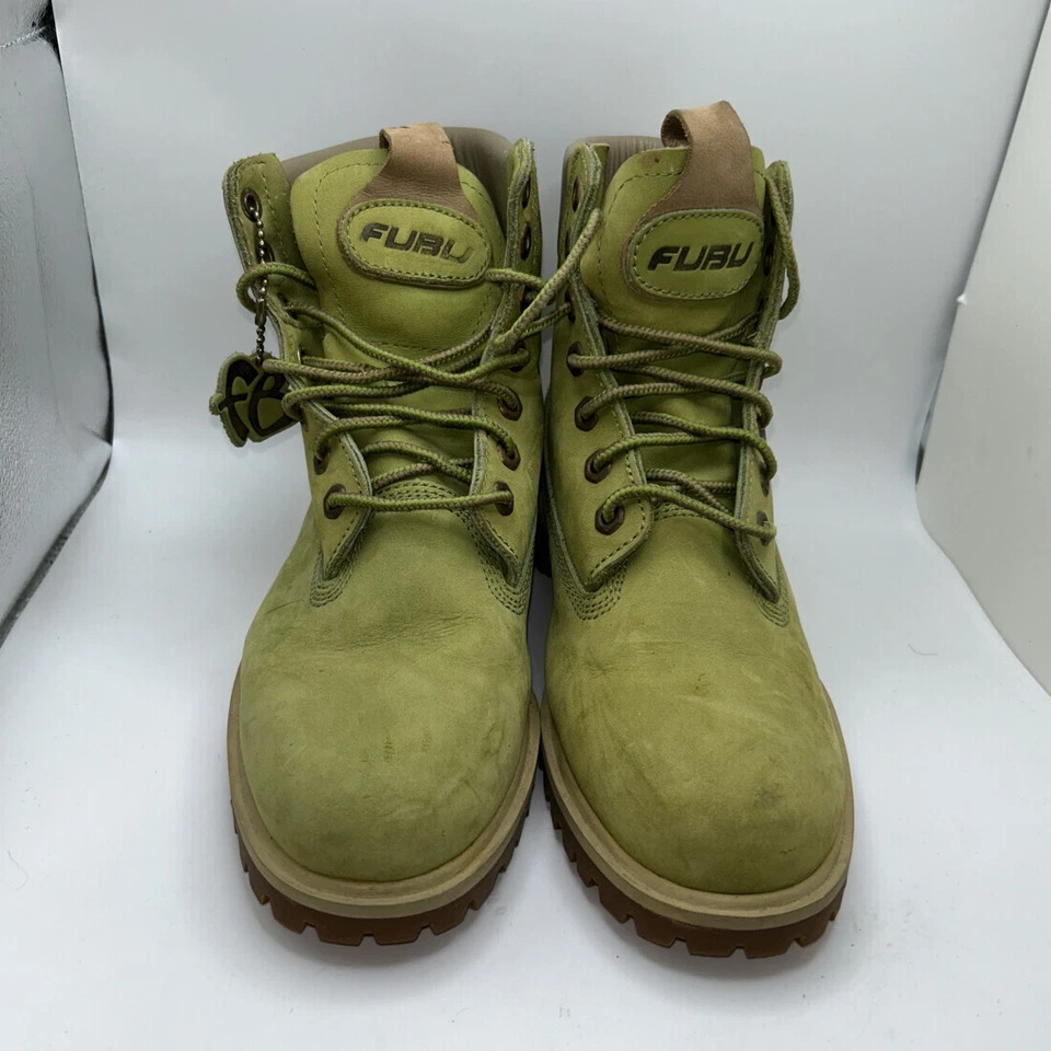 Botas juveniles Fubu verdes punta redonda cómodas con cordones al tobillo talla 4,5 Foto 2 de 4