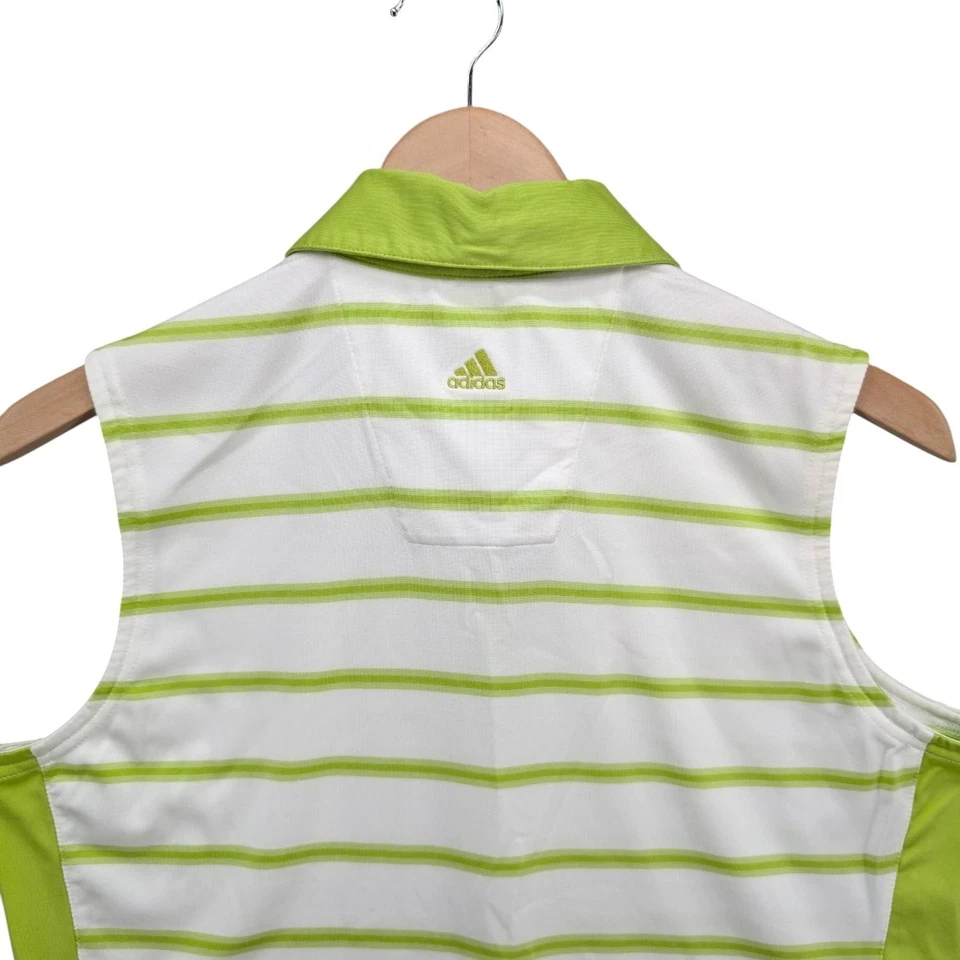 Adidas Sleeveless Golf Polo Top Womens Neon Green White Stripe ClimaCool Size M - Image 4 of 4