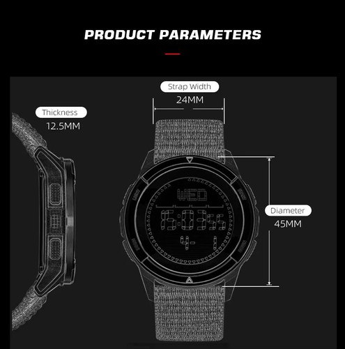 NORTH EDGE ALPS Men's Digital Carbon fiber Watch Shock Militray Sports Super Lig - Picture 4 of 21
