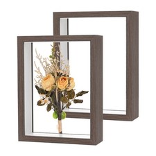 2-Pack Dried Flower Frame, 6 x 8 Inch Wooden Shadow Box Frame Coffee 