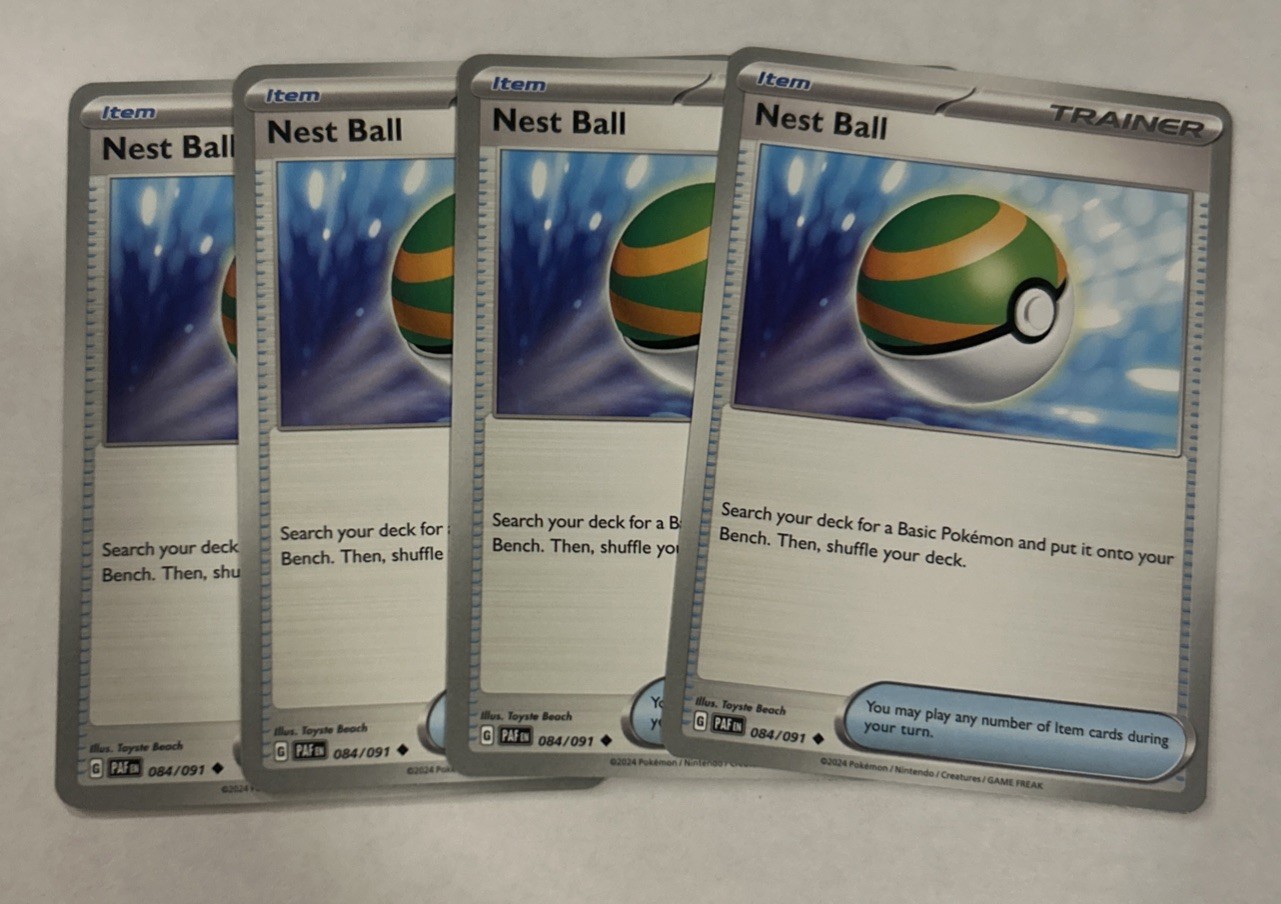 4x Nest Ball 084/091 Paldean Fates English Pokemon Card Non Foil Playset x4
