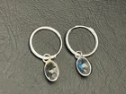 925 Sterling Silver Hoop Earrings Gemstone Labradorite Oval Sleeper Huggies 14mm