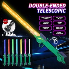 LED Light Up Sword Toy 7 Color Retractable Sound Effects Kids Party Gift
