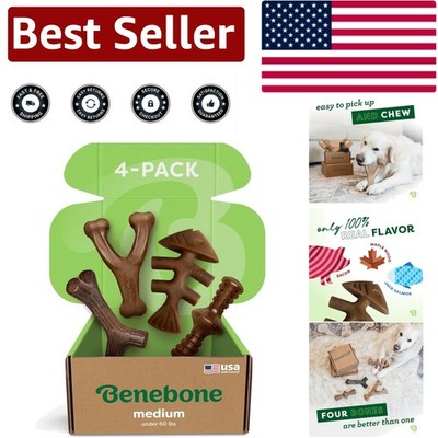 Durable Medium 4-Pack Dog Chew Toys - Bacon Flavor for Aggressive Chewers