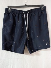 Nautica Men's All Over Sailing Swim Shorts Blue Trunks Drawstring XL Mesh Brief