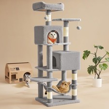 Cat Tree, 59.5-Inch Tall Cat Tower, Plush Multi-Level Condo with 5 Scratching...