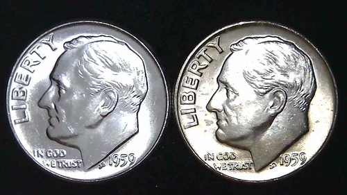 1959-P D  10C Roosevelt Dime (2  Coins) BU 90% Silver 26ctt0106-3
