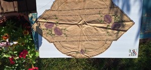 Tinted Stamped For Embroidery Floral Dresser Scarf Vintage Linen Partially...