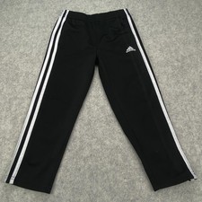 Adidas Pants Youth 5 Black 3 Stripe Track Athletic Soccer Polyester Knit