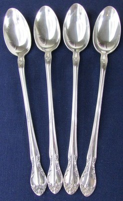 SET 4 ICED TEA SPOONS! Vintage GORHAM siverplate: NEW ELEGANCE pattern: EXC