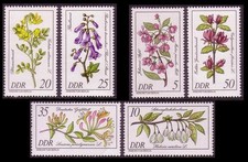 GDR Flowers 6v 1981 MNH SG#E2288-E2292 MI#2573-2578