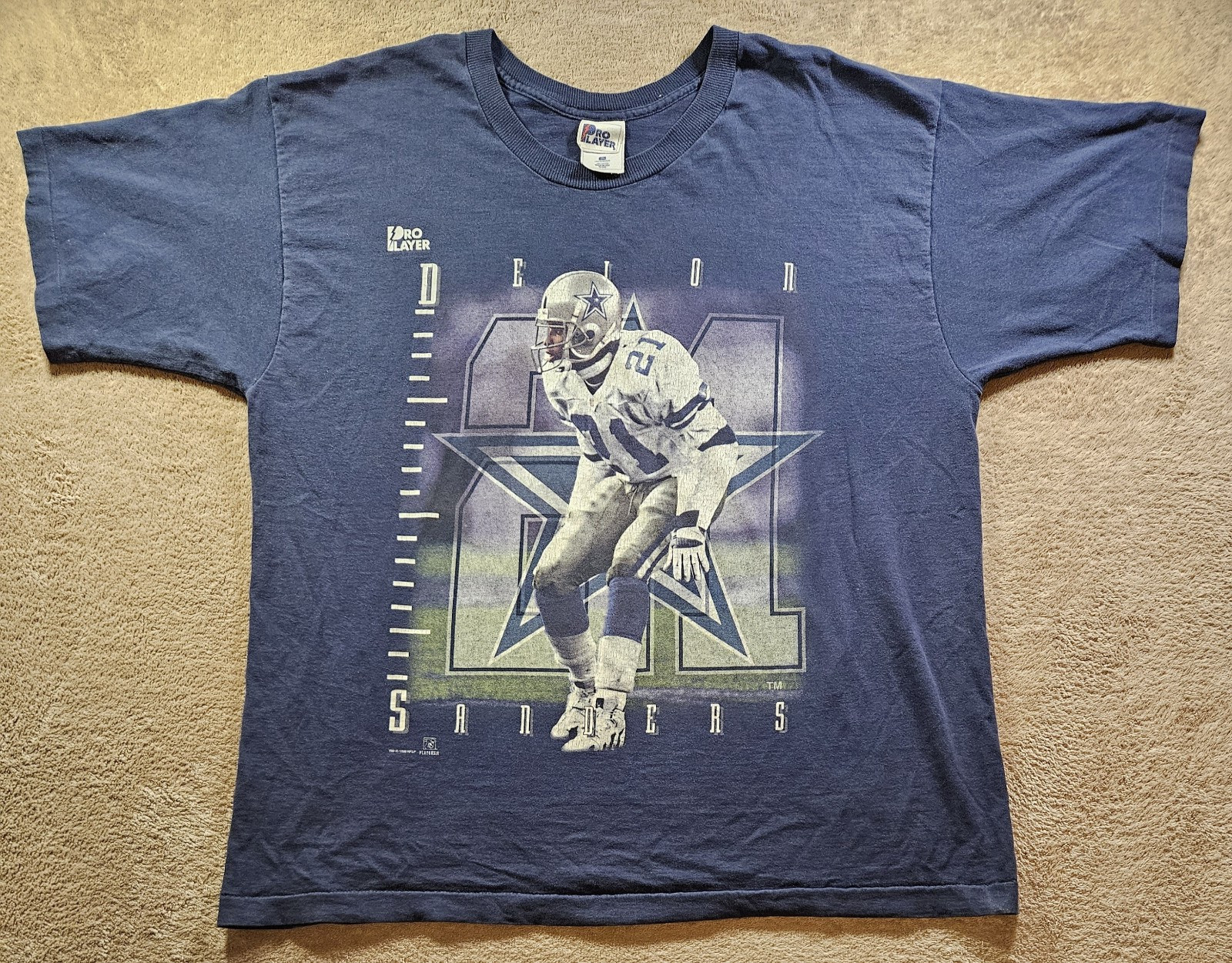 1996 Deion Sanders Dallas Cowboys Vintage T-Shirt XXL Free Fast Shipping