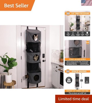 Hangin' Cat Tree Condo - 5-Level, Door Mounted Cat Furniture in Classy Gray