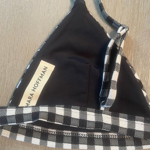 Top de bikini de natación Mara Hoffman Astrid a cuadros con triángulo de guinga talla L playa UPF 50+ - Imagen 6 de 8