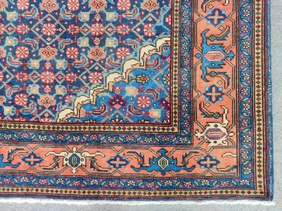 Rare Antique rug 7x10, Heriz Area rug 7x10 vintage, Oversize rug Blue Oriental