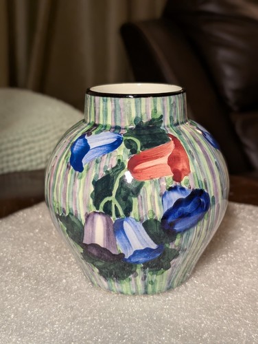 SCHRAMBERG SMF GERMANY HANDPAINTED Floral CERAMIC VASE - Picture 3 of 13