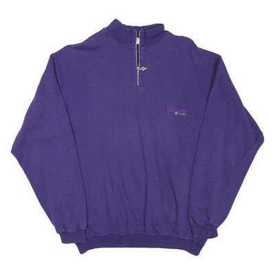 BASICLINE YORK Herren Sweatshirt 1/4 Zip Lila Baumwollmischung M