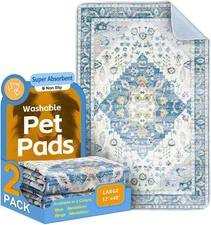 2-Pack 48x32 Washable Pee Pads for Dogs - Reusable Non-Slip Puppy Training Pads