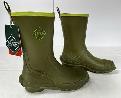 NWT MUCK BOOT COMPANY Men's Harvester Capulet Olive/Lime Green Mid Rubber Boots