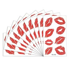 Lip Tattoo Stickers Waterproof Temporary Fake Kiss Lips Red Bright Color Body