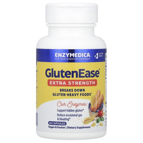 Enzymedica GlutenEase Extra Strength 60 Capsules Casein-Free, Dairy-Free,