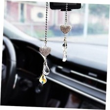 Car Mirror Hanging Accessories Car Accessories for Women, Love Crystal Silver
