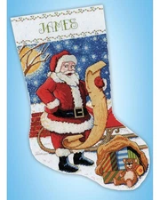 DIY Design Works Santas List Christmas Counted Cross Stitch Stocking Kit
