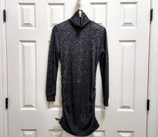 Women's Athleta Malaga Gray Charcoal Long Sleeve Ruched Stretch Bodycon Dress XS