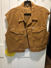 Vintage Guess Brown Denim Vest 80s Womens Made In USA L Cotton SO COOL
