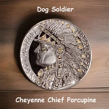 Hobo Nickel hand carved original by J&M Tarantula Jefferson as Dog Soldier