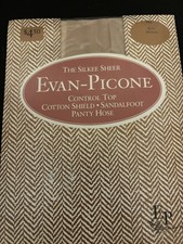 Vtg. Evan Picone Pantyhose Medium Control Top Sandalfoot Cotton Shield 183 Bone