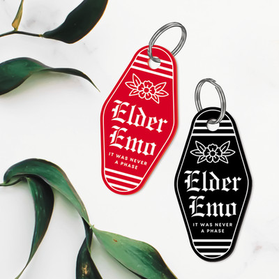 Schlüsselanhänger älter Emo   Never Phase Rose lustig Motel-Stil alternatives Geschenk