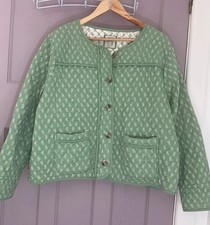 Fat Face Size XL 20 22 Green Floral Qulited Jacket