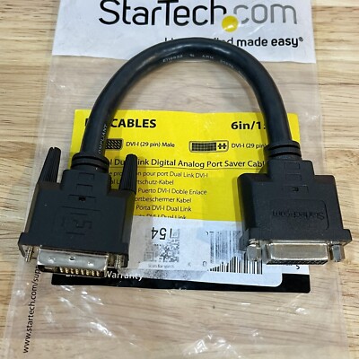 StarTech DVIEXTAA6IN 6in DVI-I Dual Link Port Saver Cable M/F NEW (Open)