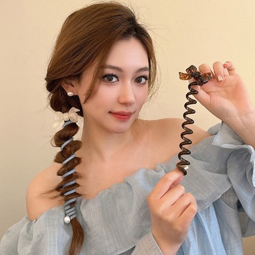 Spiral Coil Phone Line Hair Loop High Elastic Head Rope Ponytail Woman