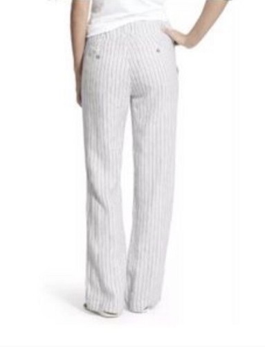 Athleta Leinenhose gestreift Fischgrätmuster weiß/grau Größe 2 - Bild 3 von 8