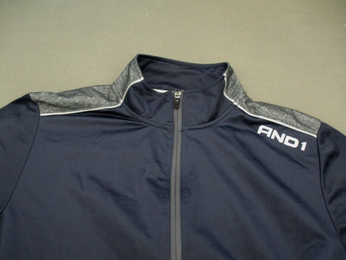 AND1 Jacket Adult Large Navy Blue Full Zip Long Sleeve Windbreaker Jogger Mens L - Picture 3 of 12