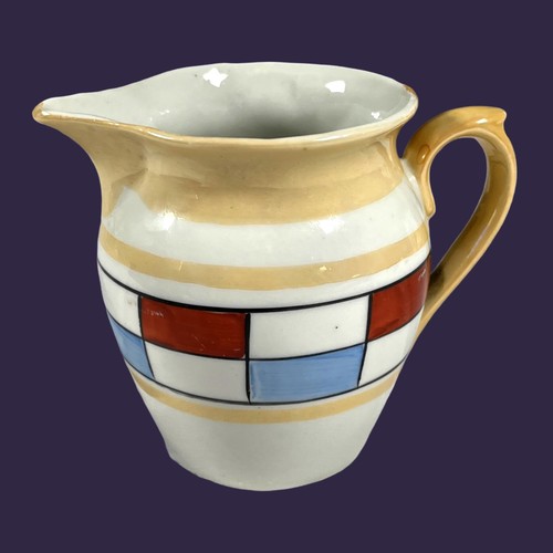 Vintage Art Pottery Germany Checkered 1/4 L Pitcher Hand-Painted 3.75" Ceramic - Picture 3 of 5