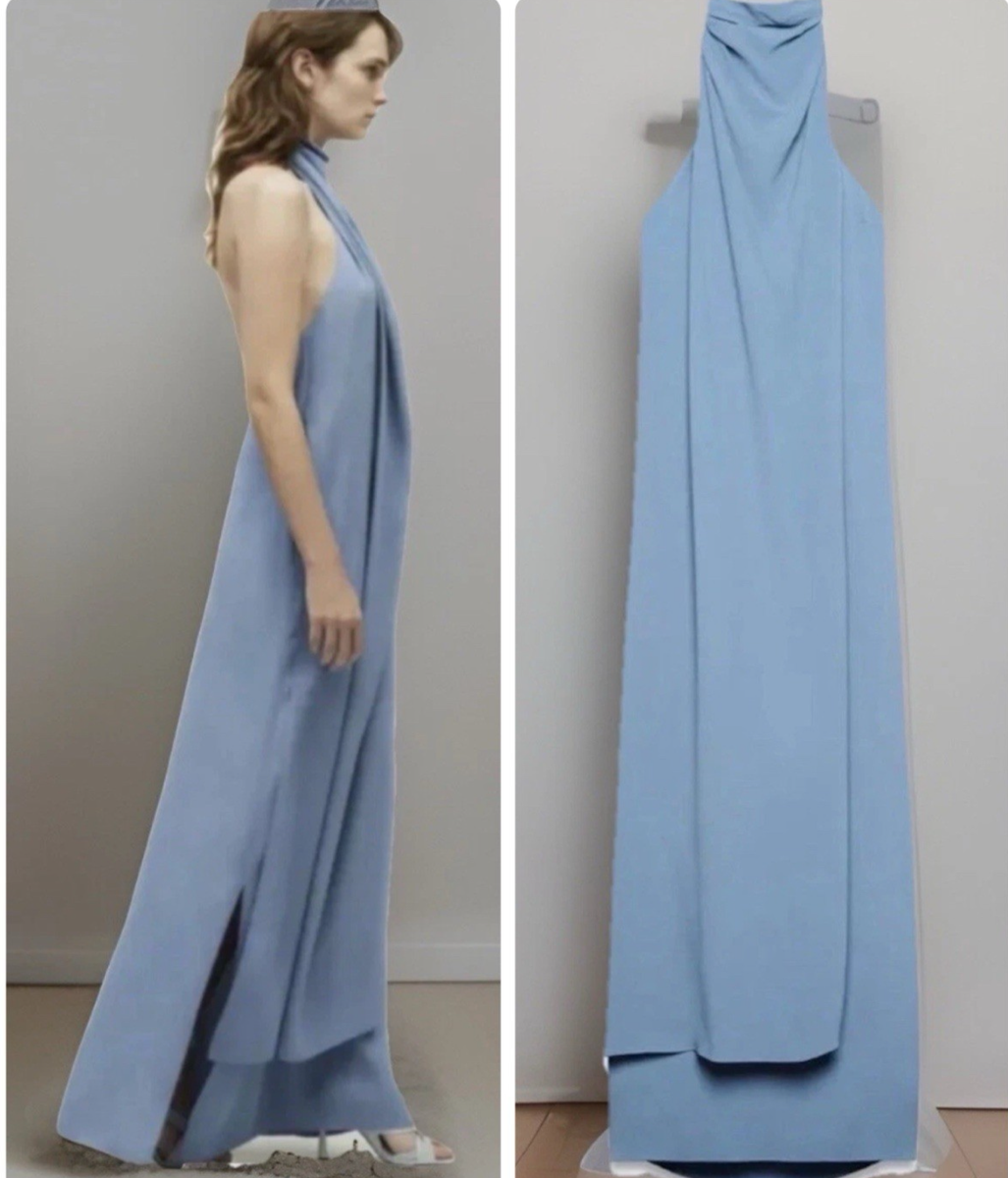 Zara - Satin Halter Dress - S - Blue - Women Zara - Satin Halter Dress - S - Blue - Women