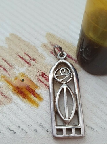 Grande ciondolo rosa celtica scozzese in argento sterling 925 massiccio 5,4 g - Foto 7 di 12
